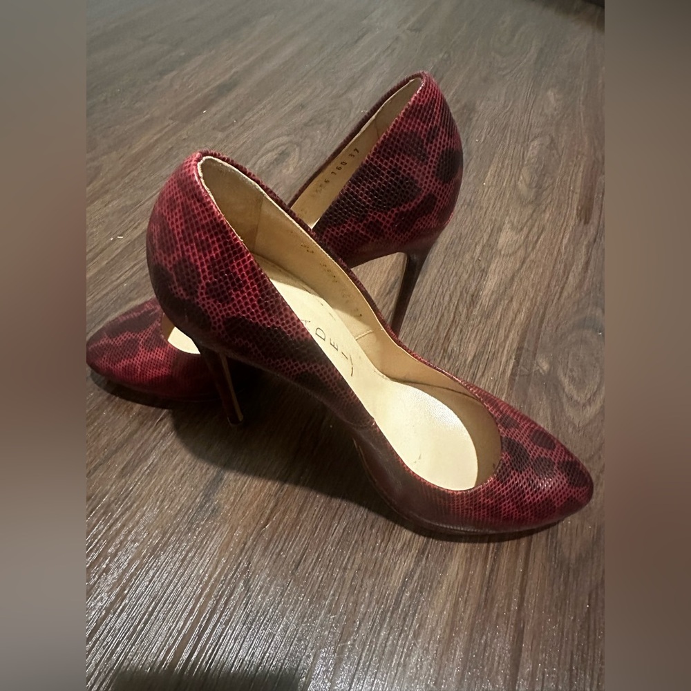 Casadei Red Snake Skin Pattern Heels